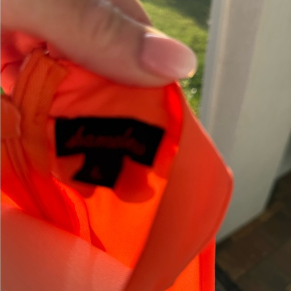 Women's Orange Sleeveless High Neck Flared Tank, S M. Lightweight and breezy. - Picture 3 of 3